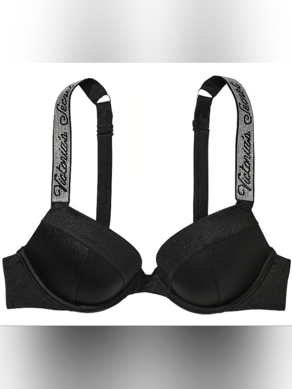 32D3 36D 38D VS Swim Shine Strap Sexy Tee Bikini Top Black